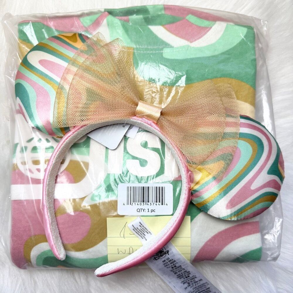 WDW SWIRL Minnie EARS & Spirit Jersey Adults Walt Disney World NWT Small